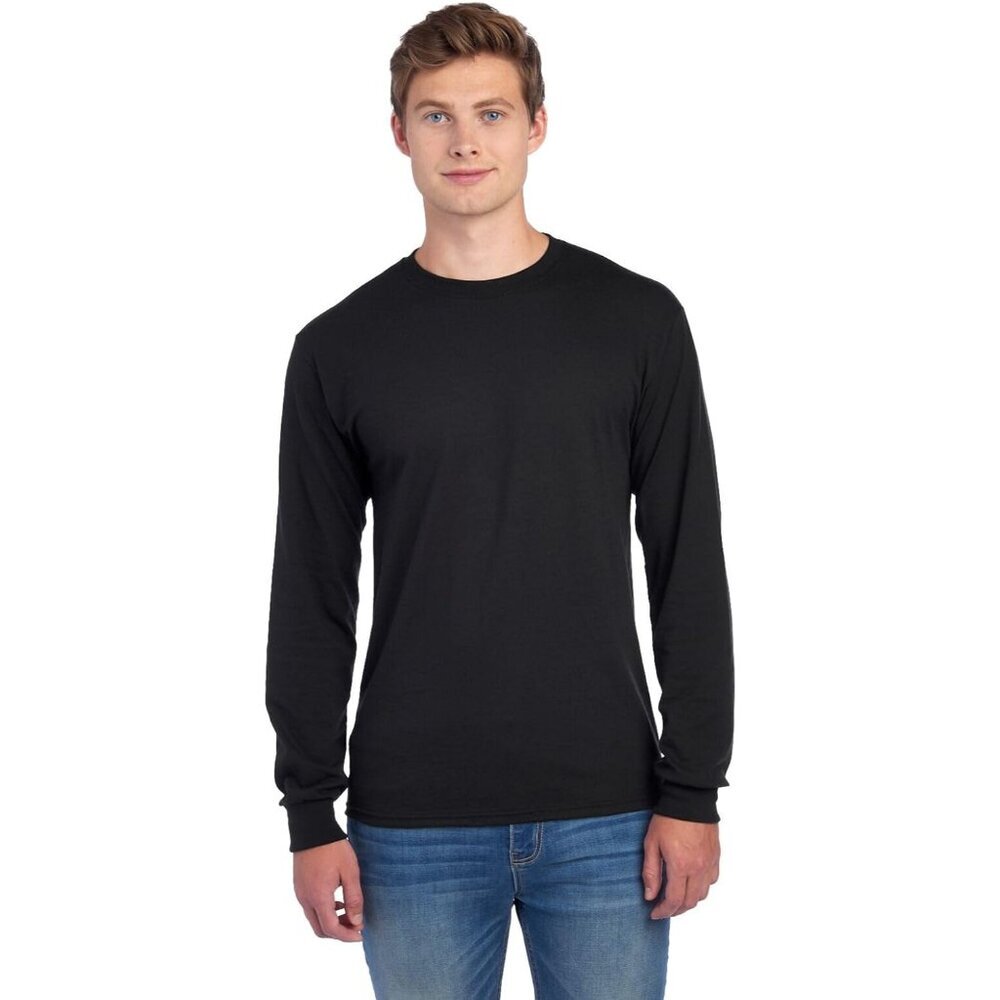 Mens Dri-Power Cotton Blend Long Sleeve Tees, Moisture Wicking, Odor Protection,